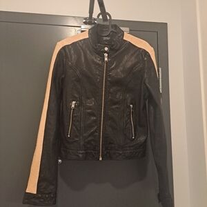 Lamarque Black and Cream Leather Jacket